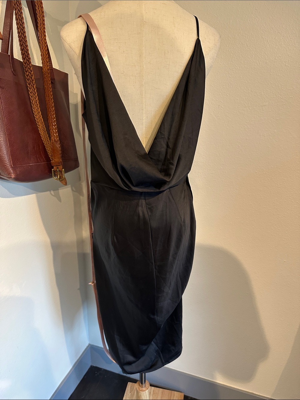 House of CB Black Satin Wrap Mini Dress - Picture 5 of 9